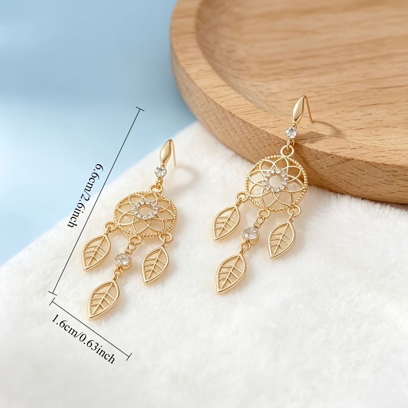 Golden Leaf Ear Hook with Three Leaf Tassels